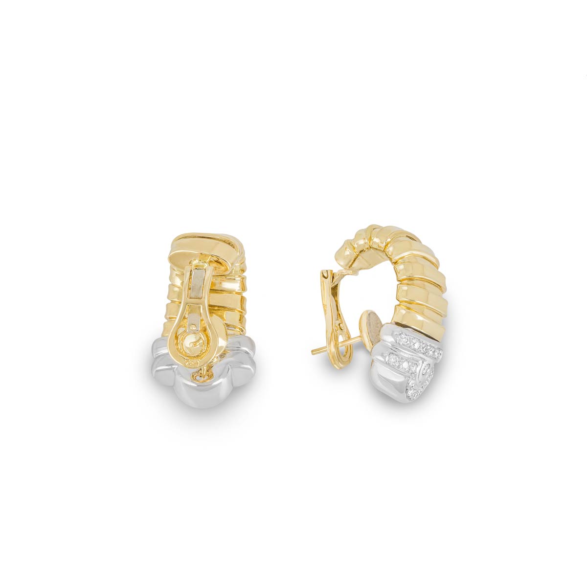Yellow & White Gold Diamond Earrings 0.60ct TDW